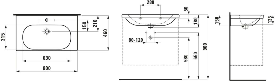 LAUFEN Waschtisch LUA 460x800x180 H8100870001041