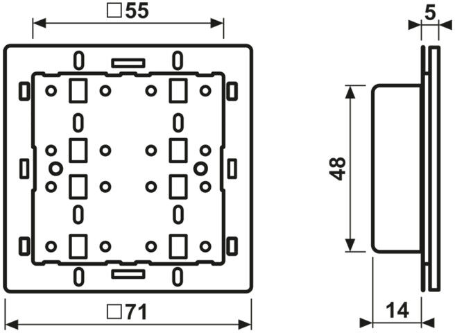 Jung KNX Module capteur tactile radio Adaptateur cadre 2 fois 4072 RF TSM (4072RFTSM)