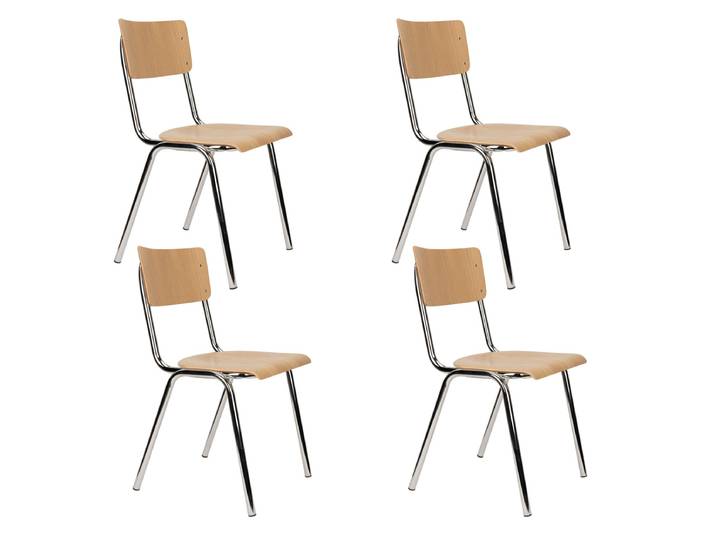 Esszimmerstuhl Back To School 4er-Set – aus Eisen in Natur - Natur - Luxusbetten24