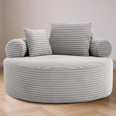 Loedds Round Memory Foam Sofa Bed with Curved Backrest and 3 Pillows