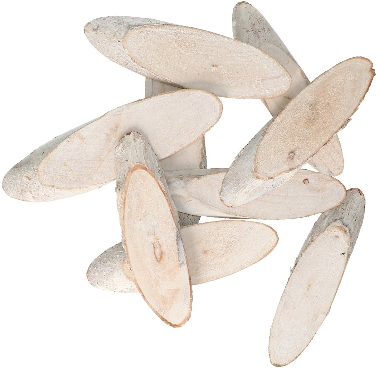 Othmar Decorations decoratie boomschijven - 40 stuks - white wash - Diameter: 10 tot 12 cm