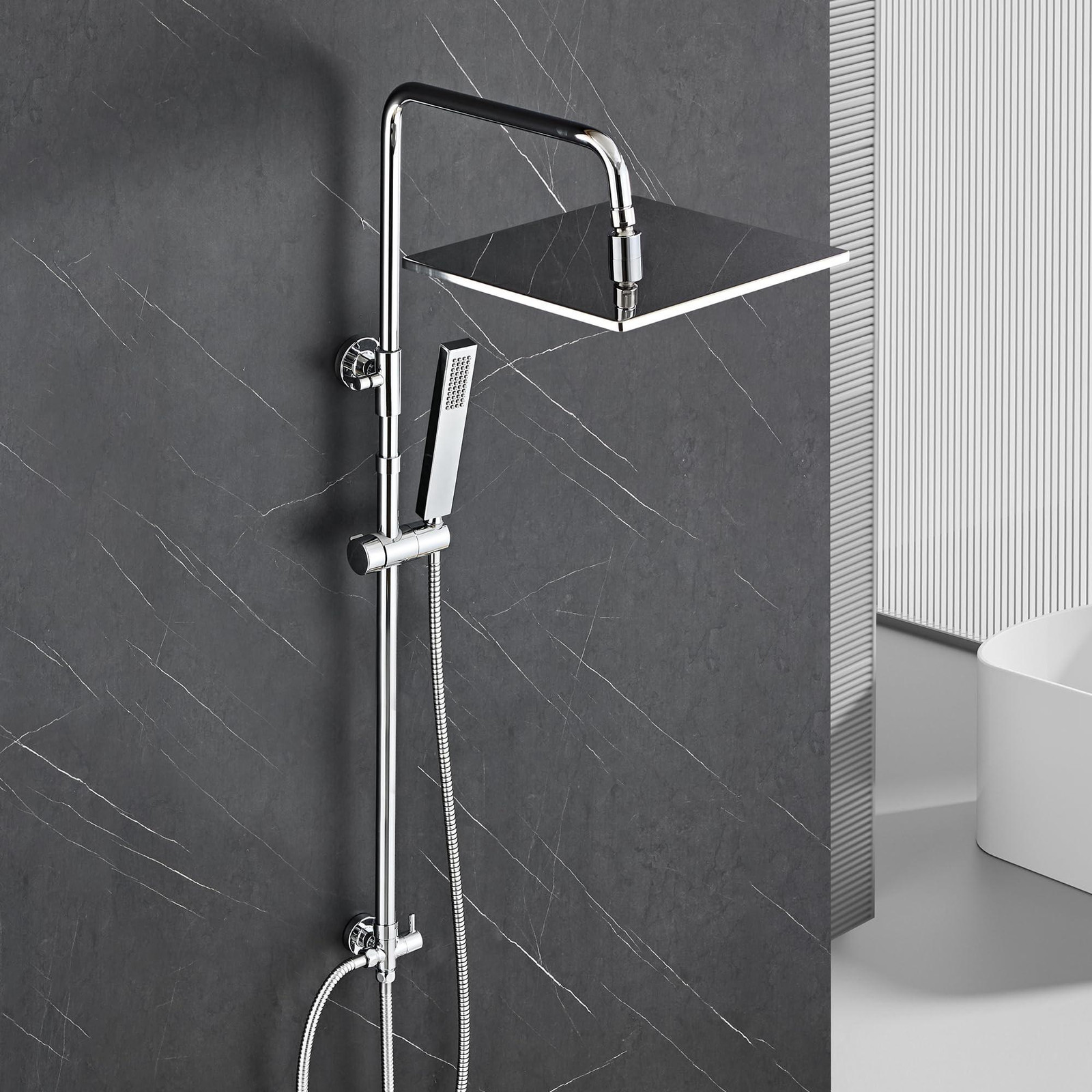 RVS Regendouche Set met Hoogte Verstelbare Douche Rail