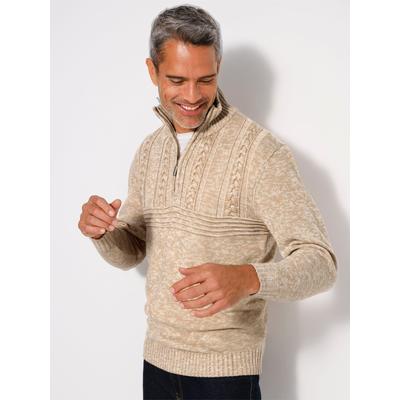 Polokragenpullover CLASSIC "Pullover", Herren, Gr. 50, beige (beige, meliert), 100% Polyacryl, meliert, Pullover