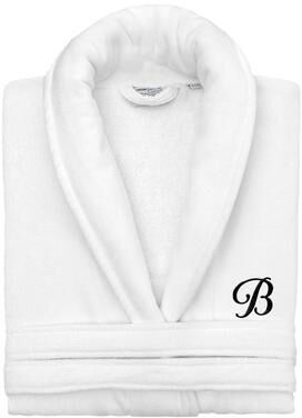 Authentic Hotel and Spa 100% Turkish Cotton Personalized Unisex Anovia Velour Bathrobe - Black Script Font