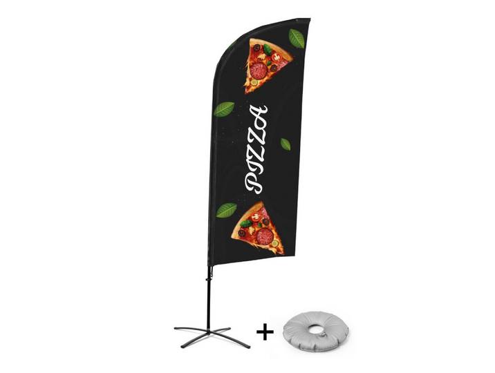 Showdown Displays Standregal Showdown Displays Beachflag - Komplett-Set - Pizza - Kreuzständer - Al, 1-tlg.