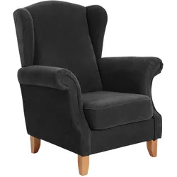 OHRENSESSEL Katria Bezug Veloursstoff Buche natur / schwarz