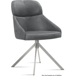 ESSZIMMERSTUHL (6er-Set) Dounia 52x82x63 Edelstahl/Grau