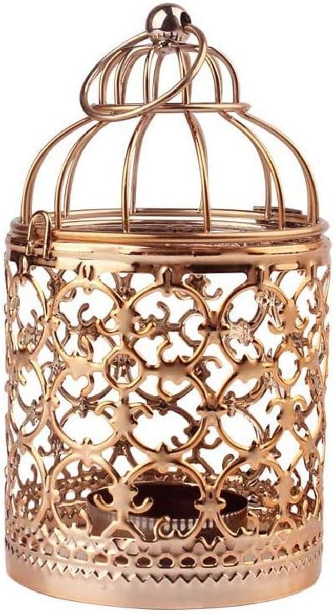 Decoratieve Metalen Vogelkooi Kaarsenhouder - Vintage Lantaarn voor Tafeldecoratie en Feesten
