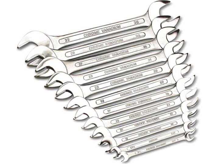 Jeu de clés à fourche McDrill\, 12 pces. acier chrome-vanadium\, 6-32mm