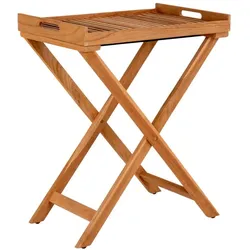 Beistelltisch Klapptisch aus Teak Massivholz mit X Gestell