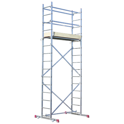 Arbeitsgerüst KRAUSE "CORDA", grau (aluminiumfarben), H:500cm L:150cm, Aluminium, Gerüste, Montagegerüst mit rutschsicherer Belagbühne 1,50 x 0,56 m