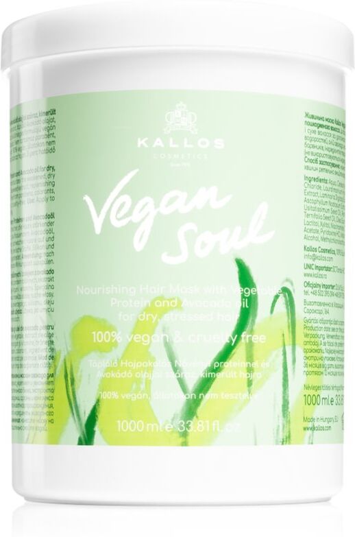 Kallos Vegan Soul Nourishing masque nourrissant pour cheveux secs et fatigués 1000 ml