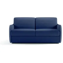 Madinitaly, Sofa + Bettsofa, Express-Umbausofa - AGATHE - Blauer Stoff - Graue Kante - 175 x 100 x 87 cm