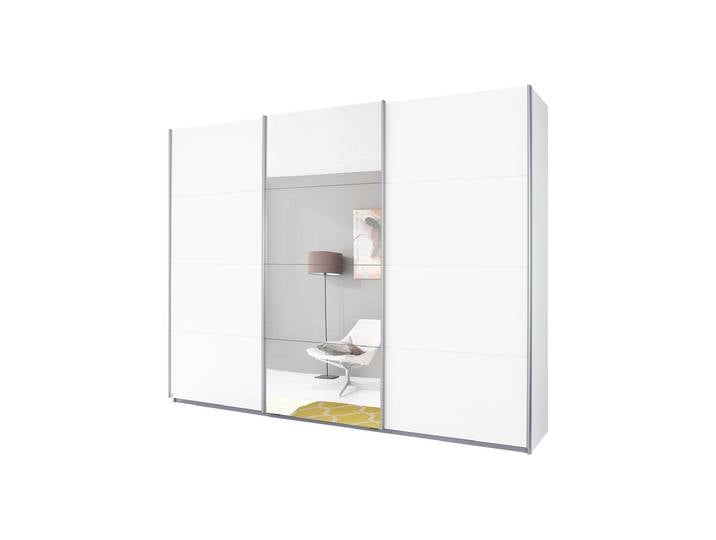 Schwebetürenschrank weiß 271 cm Spiegel - rauch - KULMBACH