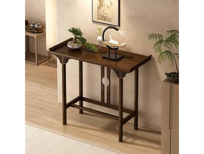Buddhistischer Altartisch Bambus, Puja‑Tisch Meditationstisch Mit Schublade & Schrank, Konsolentisch Schmal, Flurtisch Für Eingang Wohnzimmer Kleine Räume