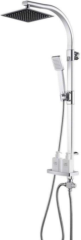 Verchroomd Douchesysteem met handdouche en regendouche set van 25x25 cm met anti-kalk sproeiers