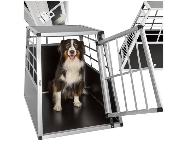 Hundetransportbox single mit gerader Rückwand - 65 x 90 x 69,5cm