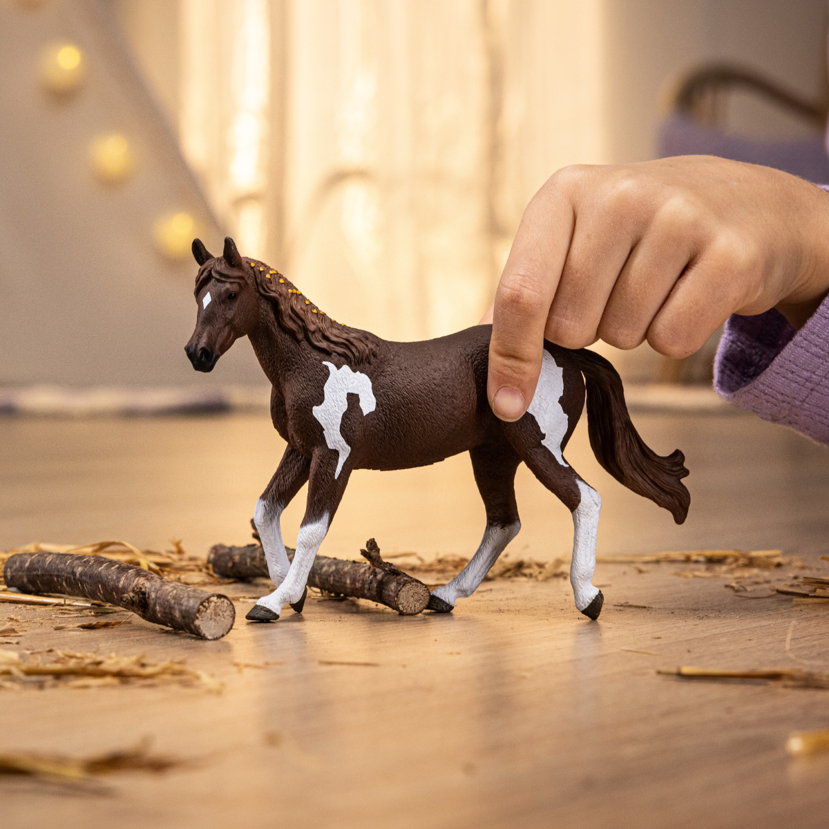 Schleich Horse Club Paint Horse Mare Figure, 14.2 cm long, for Kids
