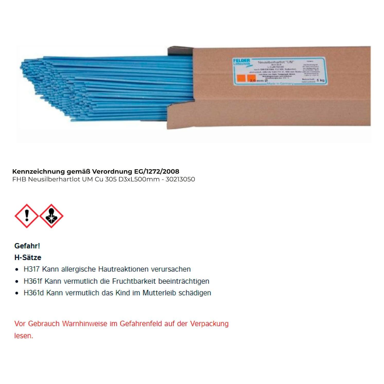 Felder FHB Neusilberhartlot UM Cu 305 D3xL500 mm (Lötzinn) (30213050)