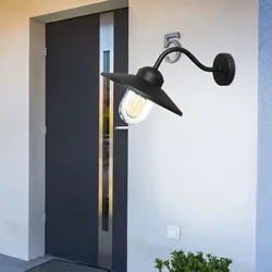 Außenleuchte Wandlampe Edelstahl Schwarz H 25,5 cm Schwanenhals-Wandlaterne