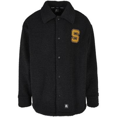 Wintermantel STARTER BLACK LABEL "Starter Black Label Herren Starter Sherpa Shirt Jacket", Herren, Gr. M, schwarz, 100% Polyester, Mäntel Wintermantel