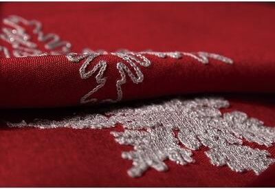 Xia Home Fashions Glisten Snowflake Embroidered Christmas Round Tablecloth, 70-Inch, Red