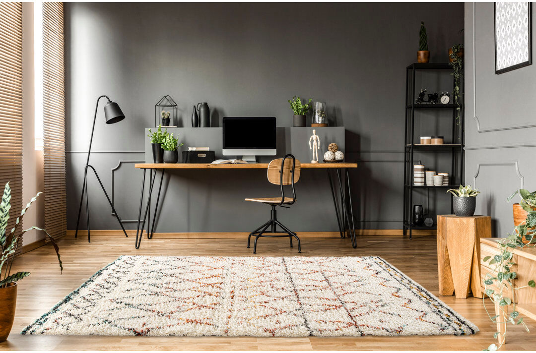 World Menagerie Chavez Rectangle Moroccan Shag Cream;Red Rectangle 200 x 290cm