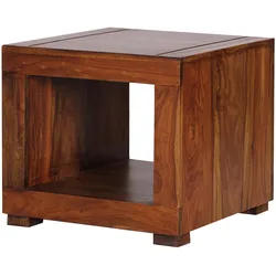 FineBuy Sheesham Massivholz Couchtisch Wohnzimmertisch Beistelltisch 50x50cm