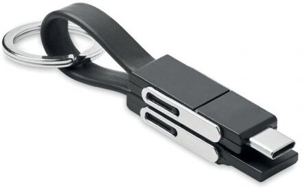 Portachiavi KEY C Nero, Cavo 4-in-1 Type-C/A/MicroUSB, Wireless Personalizzate o neutre
