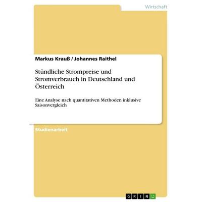 Stündliche Strompreise und Stromverbrauch in Deutschland und Österreich, Taschenbuch von Markus Krauss,Johannes Raithel, GRIN, 978-3-656-40822-2