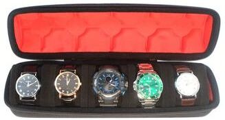 Inspired Finds EliteTime Travel Watch Roll 2 3 5 Slot Hard Organizer Case 5 Slots
