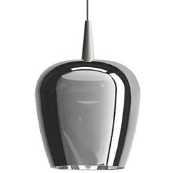 Zafferano Bilia LED-Pendelleuchte aus silbernem Aluminium, elegantes Design aus mundgeblasenem Borosilikatglas, 230V, 8W, Durchmesser 18 cm.