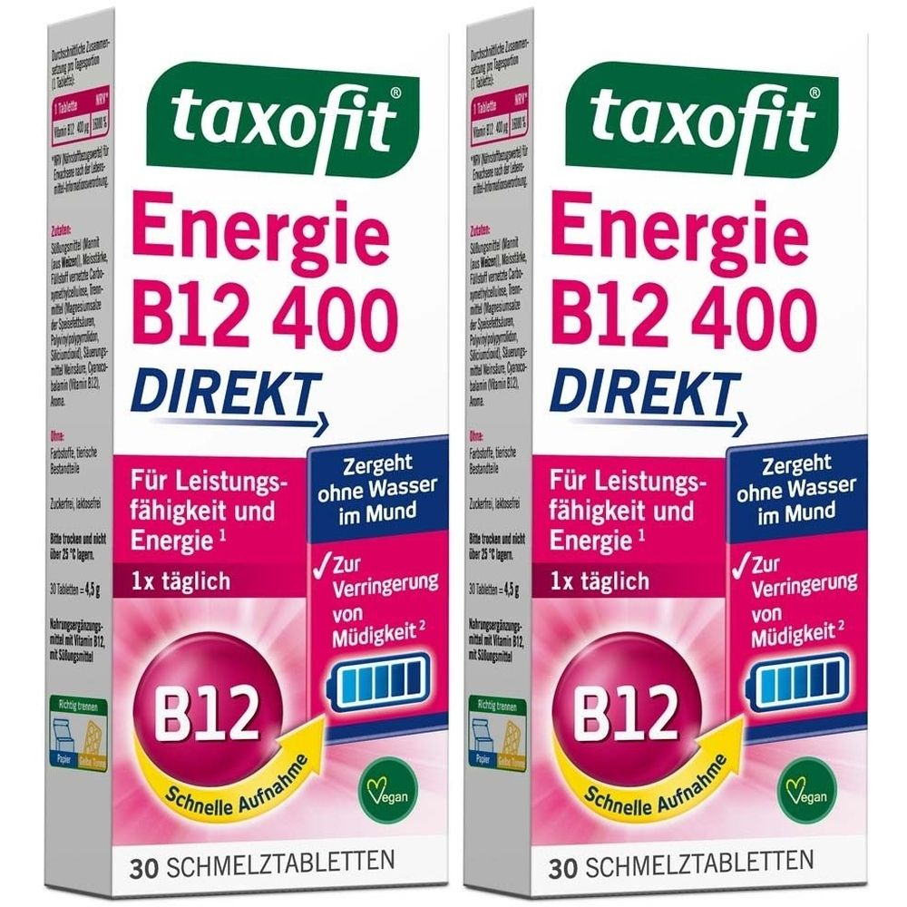 Taxofit Energie B12 400 Direkt Schmelztabletten 2x 2x30 St