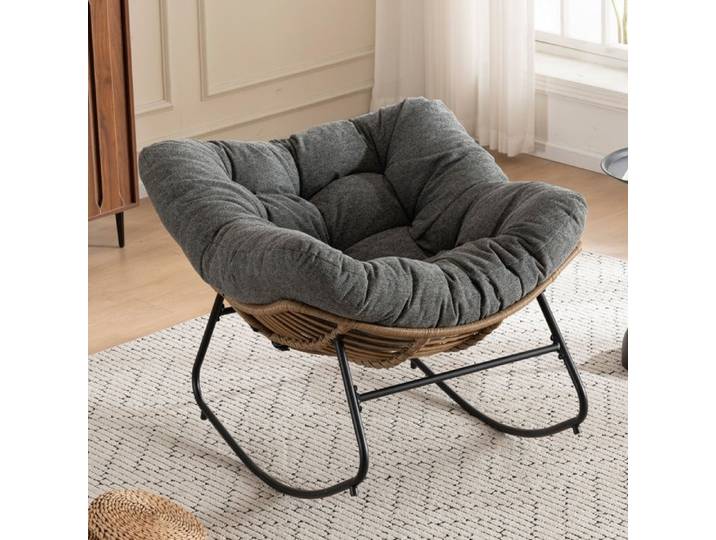 Bladez - Fauteuil à bascule en chenille design moderne pour chambre d'enfant salon chambre et l'extérieur - gris