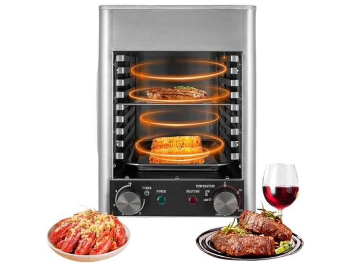 10-stöckiger Edelstahl-Steakofen, 1700-Watt-Tischgrill mit Timer, einstellbare Temperatur von 200–800 °C