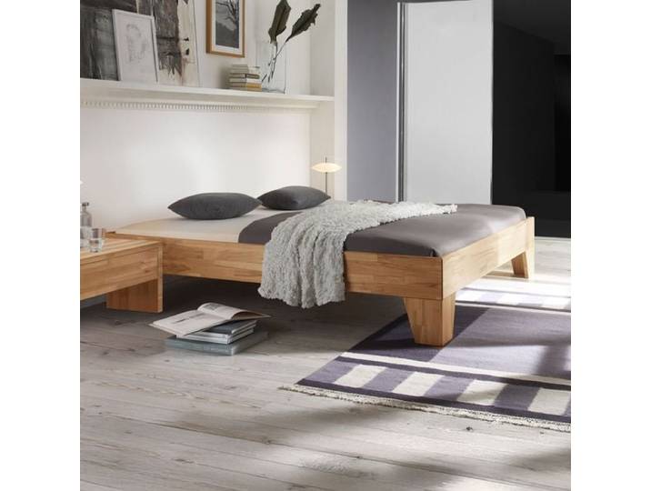 Bett Louvera Komfort Kernbuche Massivholz ohne Kopfteil 100x200cm modern