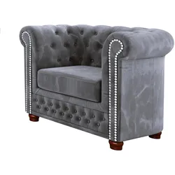 CHESTERFIELD-SESSEL Lauren Grau Samt