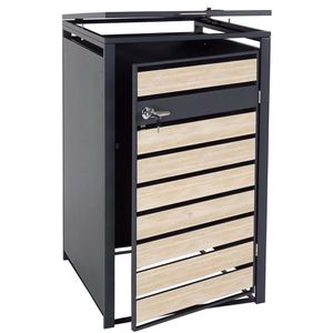 Mendler Mülltonnenbox HWC-J81, Metall, für 1 Mülltonne bis 240 Liter, abschließbar