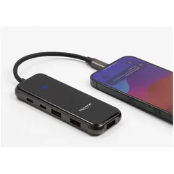 Delock USB Type-C Dockingstation 4K - HDMI USB Hub SD - Micro SD Slot PD 3.0 (Thunderbolt, USB-C, 7 Ports), Dockingstation + USB Hub, Grau