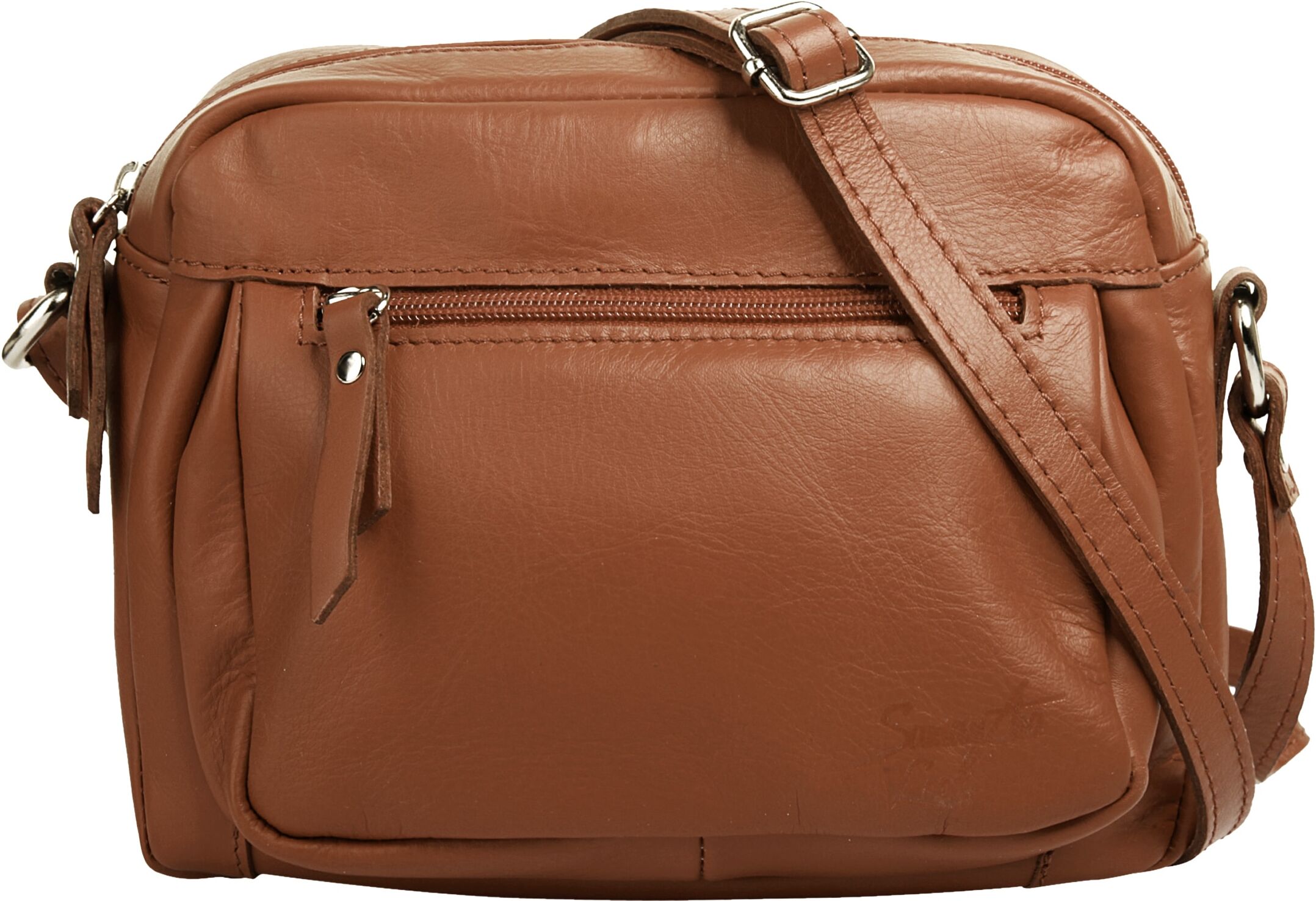 Umhängetasche SAMANTHA LOOK "SAMANTHA LOOK Damen echt Leder", Damen, Gr. B/H/T: 23cm x 18cm x 5cm onesize, braun (cognac), Leder, unifarben, Taschen Umhängetasche, echt Leder cognac B/H/T: 23cm x 18cm x 5cm onesize