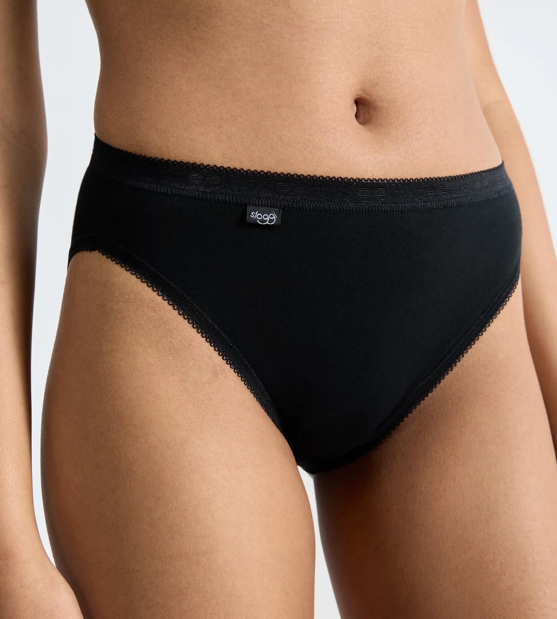 Tai-Slip SLOGGI "Basic+", Damen, Gr. 36, schwarz, Obermaterial: 95% Baumwolle, 5% Elasthan, bedruckt, unifarben, körpernah, Unterhosen Tai-Slip, elastischer Bund, weiche Nähte, Baumwollmischung, atmungsaktiv schwarz 36