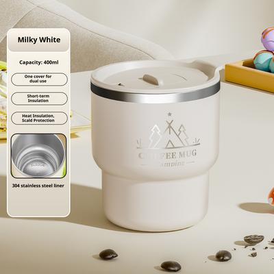 Uplifted Trends Stainless Steel Thermal Mug Double Layer Insulated Coffee Cup For Hot & Cold Beverages Portable Water Mug beige