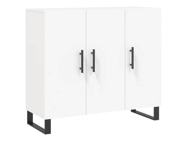 HGFDVCMR Sideboard Weiß 90x34x80 cm Kommode mit Türen & Metallbeinen Moderne Anrichte für Wohnzimmer & Flur: Großer Stauraum mit stabilen Metallfüßen und praktischen Türen für Ordnung.