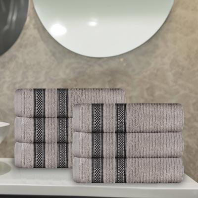 Superior Brea Zero Twist Cotton Ribbed Modern Hand Towel Set of 6