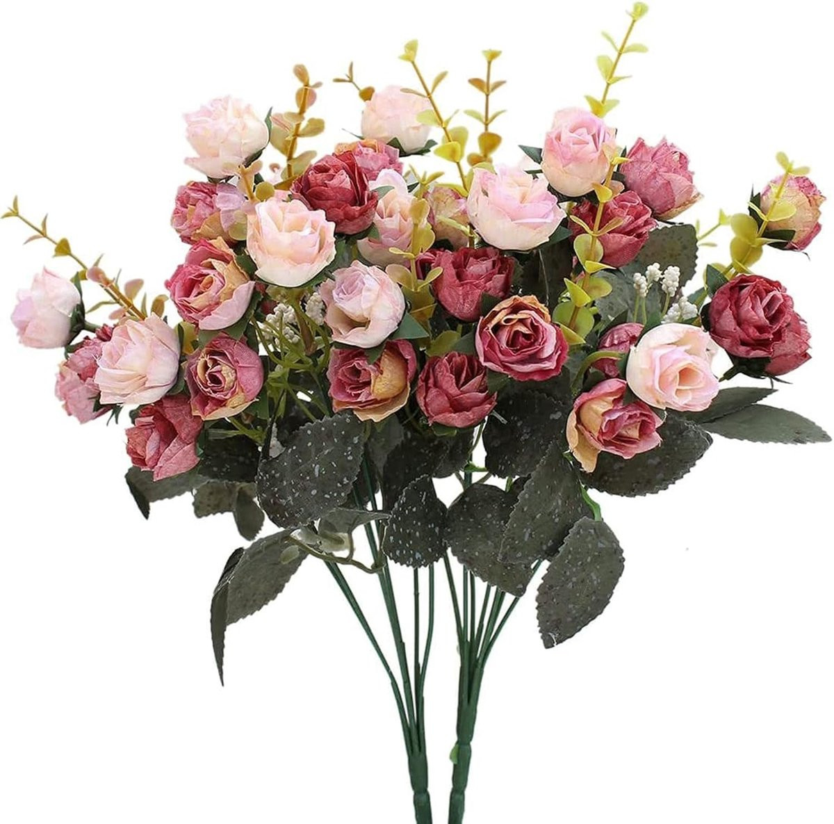21 stuks Kunstbloemen Rozen - Roze - Bruiloft Decoratie