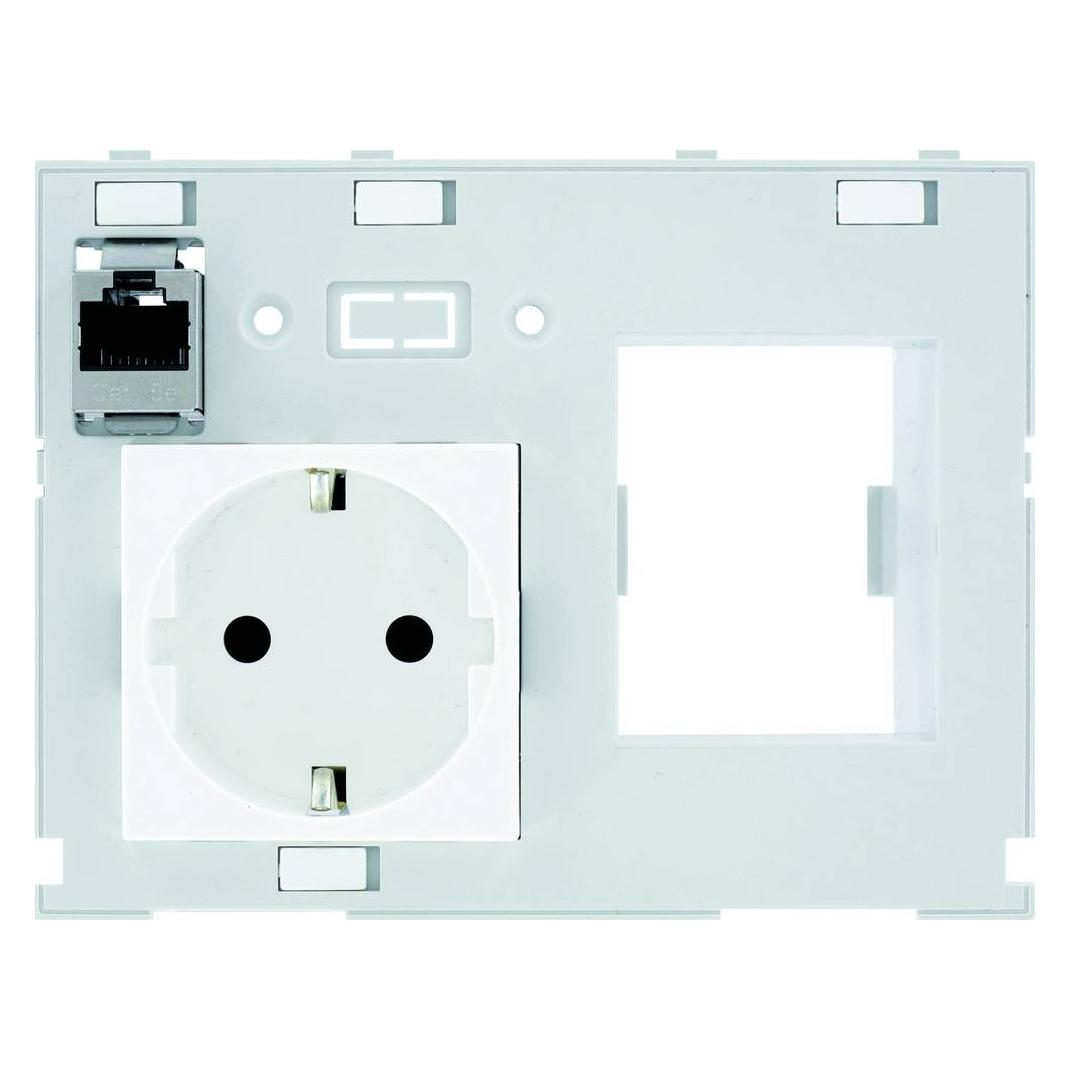 Murr Elektronik Kombieinsatz 2-fach Deutschland 1xRJ45 Bu/Bu + Auschnitt für 2 pol. FI/LS-Schalter (4000-68000-4300001)