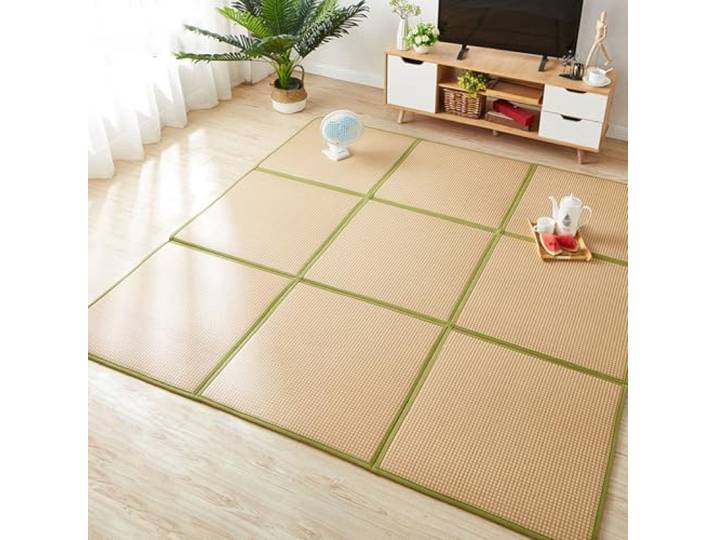 RobustWeg Japanische Tatami-Bodenmatte,Faltbare Tatami-Matratze aus Rattans,Rattans Faltbare Tatami Matte,Atmungsaktive Kühlunterlage,rutschfeste Krabbelmatte,Faltbar,Für Meditation,Yoga,Teestube