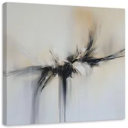 LEINWANDBILD Abstrakte beige-schwarze Farbeffekt 40x40cm