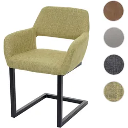 Einzelst�ck | Esszimmerstuhl HWC-A50 II, Freischwinger Stuhl Küchenstuhl, Retro 50er Jahre Design ~ Stoff, hellgrün