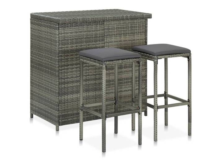 vidaXL Essgruppe 3-tlg. Bar Set Poly Rattan Grau, (3-tlg)